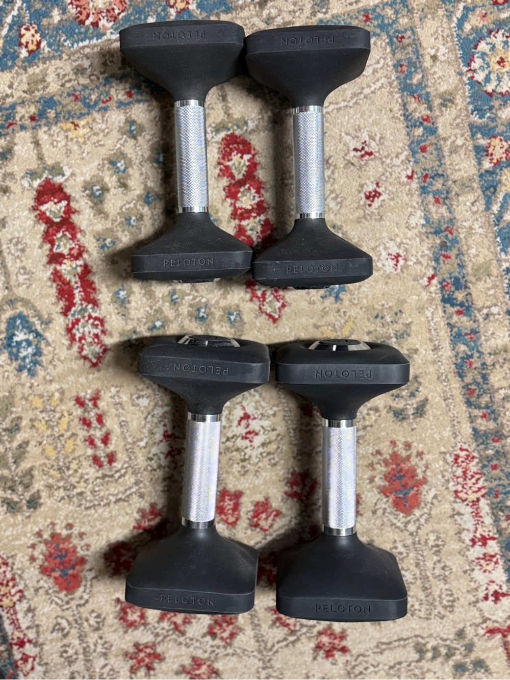 Peloton Black and Silver Hex Dumbbell Pair 10 pound 15 pound